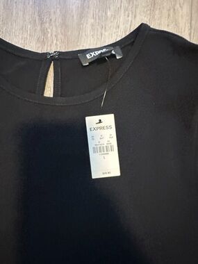 Express Black Crewneck Top with Keyhole Back